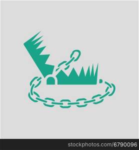 Bear hunting trap icon. Gray background with green. Vector illustration.