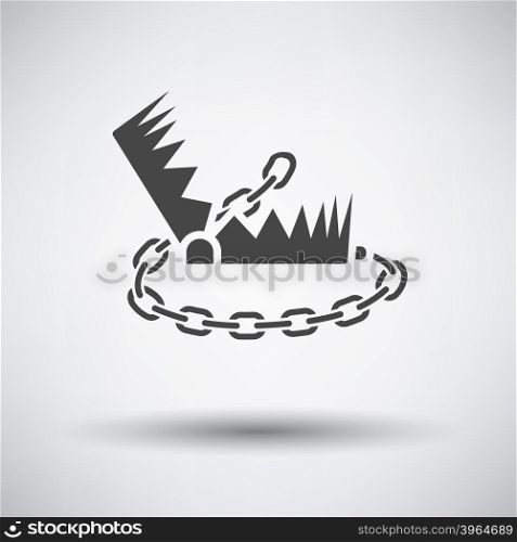Bear hunting trap icon on gray background with round shadow. Vector illustration.