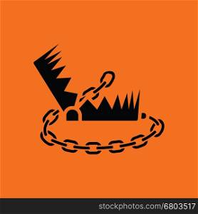 Bear hunting trap icon. Orange background with black. Vector illustration.