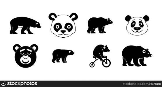 Bear icon set. Simple set of bear vector icons for web design isolated on white background. Bear icon set, simple style