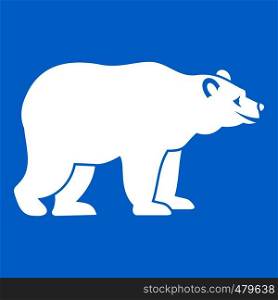 Bear icon white isolated on blue background vector illustration. Bear icon white