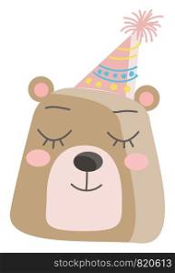 Bear in birthday party vector or color illustration