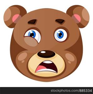Bear is feeling disappointed, illustration, vector on white background.