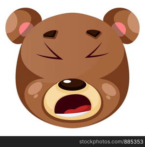 Bear is feeling fed up, illustration, vector on white background.