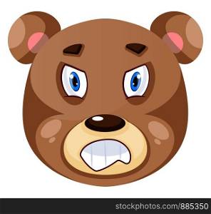 Bear is feeling mad, illustration, vector on white background.