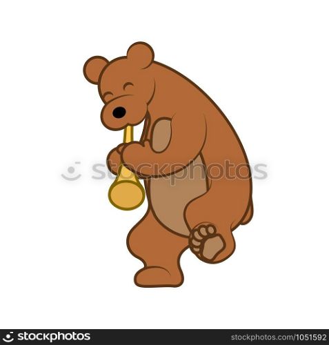 Bear is playing a musical instrument pipe. Vector illustration. Bear is playing a musical instrument pipe vector illustration