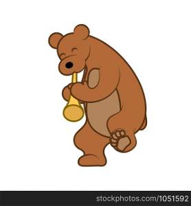Bear is playing a musical instrument pipe. Vector illustration. Bear is playing a musical instrument pipe vector illustration