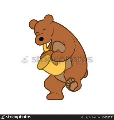 Bear is playing a musical instrument saxophone. Vector illustration. Bear is playing a musical instrument saxophone vector illustration