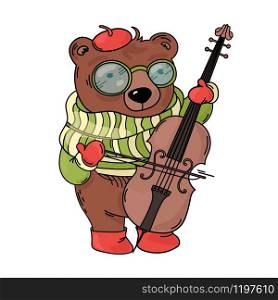 BEAR MUSICIAN CARD Animal Music Cartoon Cogratulation Birthday