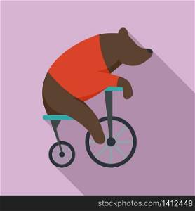 Bear on bicycle icon. Flat illustration of bear on bicycle vector icon for web design. Bear on bicycle icon, flat style