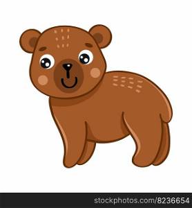 Bear on white background. Vector illustration in cartoon style. Character for children. Toy.