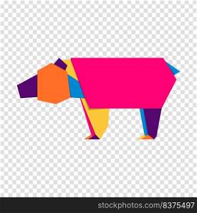 Bear origami. Abstract colorful vibrant bear logo design. Animal origami. Vector illustration