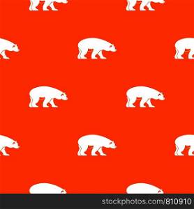 Bear pattern repeat seamless in orange color for any design. Vector geometric illustration. Bear pattern seamless