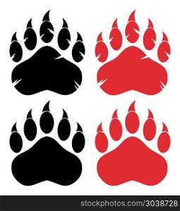 Bear Paw Logo Design Concept. Vector Collection Isolated On White Background