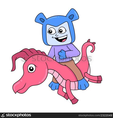 bear riding a seahorse