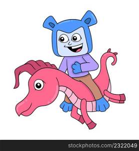 bear riding a seahorse