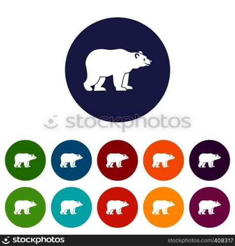 Bear set icons in different colors isolated on white background. Bear set icons