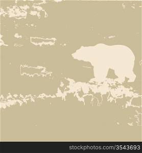 bear silhouette on brown background, vector illustration