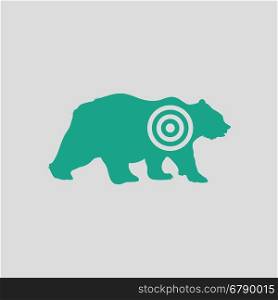 Bear silhouette with target icon. Gray background with green. Vector illustration.