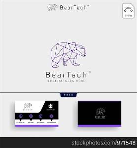 Bear Tech geometric logo template vector illustration and business card design. Bear Tech geometric logo template and business card