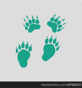 Bear trails icon. Gray background with green. Vector illustration.