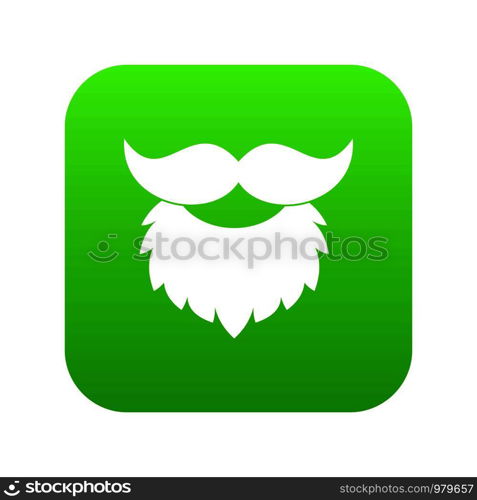 Beard and mustache icon digital green for any design isolated on white vector illustration. Beard and mustache icon digital green