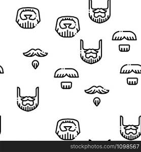 Beard And Mustache Seamless Pattern Vector Thin Line. Illustrations. Beard And Mustache Seamless Pattern Vector