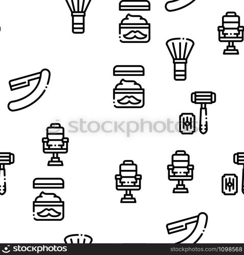 Beard And Mustache Seamless Pattern Vector Thin Line. Illustrations. Beard And Mustache Seamless Pattern Vector