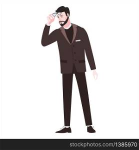 Bearded emotion man surprised in glasses and a suit. Bearded emotion man surprised in glasses and a suit. Shocked expression bubble vector illustration isolated cartoon style