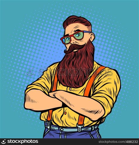 bearded hipster with glasses. Pop art retro vector illustration vintage kitsch 50s 60s. bearded hipster with glasses