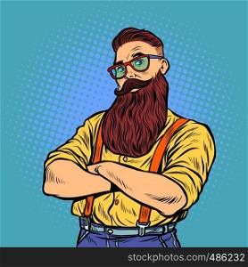 bearded hipster with glasses. Pop art retro vector illustration vintage kitsch 50s 60s. bearded hipster with glasses
