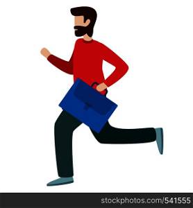 Bearded man running. Flat style vector character illustration isolated on white background. Bearded man running. Flat style vector character illustration