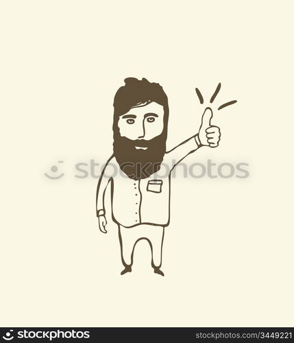 bearded man showing thumb up