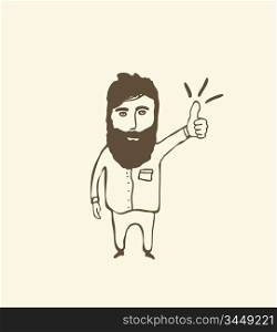 bearded man showing thumb up
