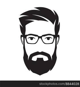 Bearded mans face hipster character fashion vector image