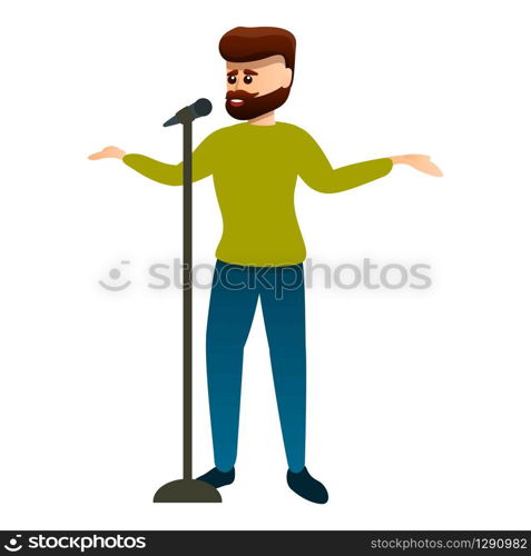 Bearded singer icon. Cartoon of bearded singer vector icon for web design isolated on white background. Bearded singer icon, cartoon style