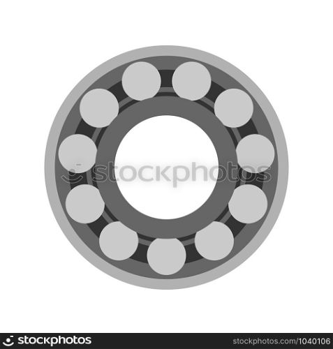 Bearing ball circle metal engine vector flat icon. Round industry machine wheel part car. Steel chrome isolated white