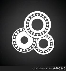 Bearing icon. Black background with white. Vector illustration.