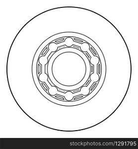 Bearing with ball in side view icon in circle round outline black color vector illustration flat style simple image. Bearing with ball in side view icon in circle round outline black color vector illustration flat style image