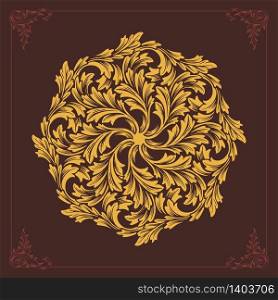 Beatiful Mandala ornaments design flourish vector Gold color for tour elements