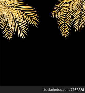 Beautifil Golden Palm Tree Leaf Silhouette Background Vector Illustration EPS10. Beautifil Golden Palm Tree Leaf Silhouette Background Vector Il