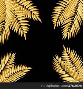 Beautifil Golden Palm Tree Leaf Silhouette Background Vector Illustration EPS10. Beautifil Golden Palm Tree Leaf Silhouette Background Vector Il