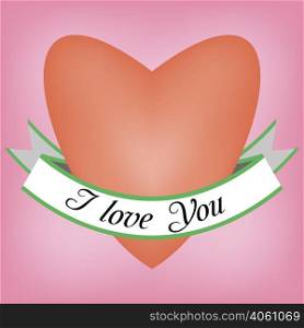 beautiful 3D heart pierced and with calligraphic inscription - I love you for a design or print in vector. I love you heart