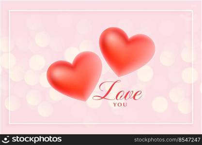 beautiful 3d love hearts on pink bokeh background
