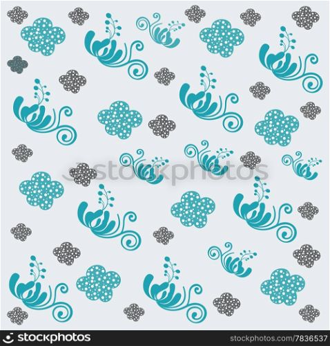 Beautiful abstract floral background in soft blue, turqouise and grey- Great for textures and backgrounds for your projects!