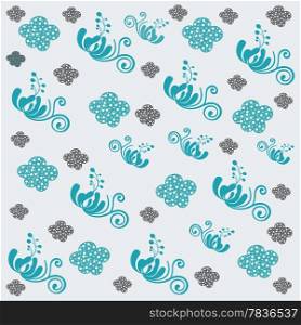 Beautiful abstract floral background in soft blue, turqouise and grey- Great for textures and backgrounds for your projects!