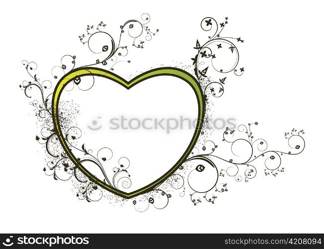 beautiful abstract heart with floral and grunge
