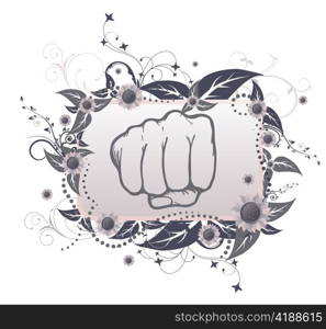 beautiful abstract illustration with floral and fist