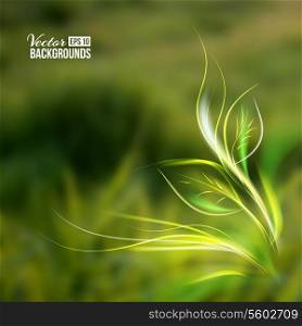 Beautiful abstract lights over grass blur background. Vector illustration.