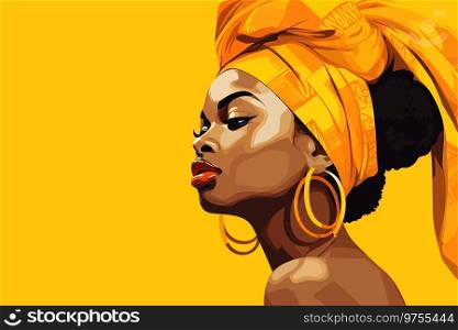 Beautiful africanwoman on yellow background. Ethnic. Vector illustration design.